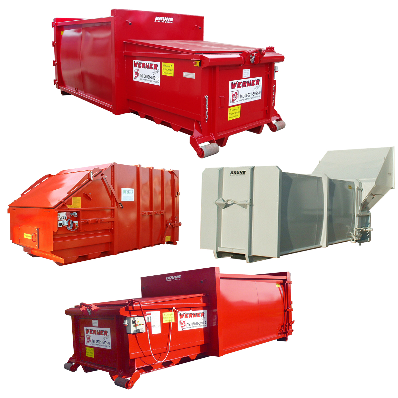 verschiedene Muellpressen 